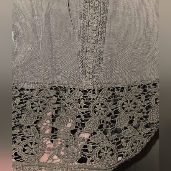 SHEIN Curve Taupe Lace Trim Blouse Top Shirt. Size 3XL - Picture 2 of 5